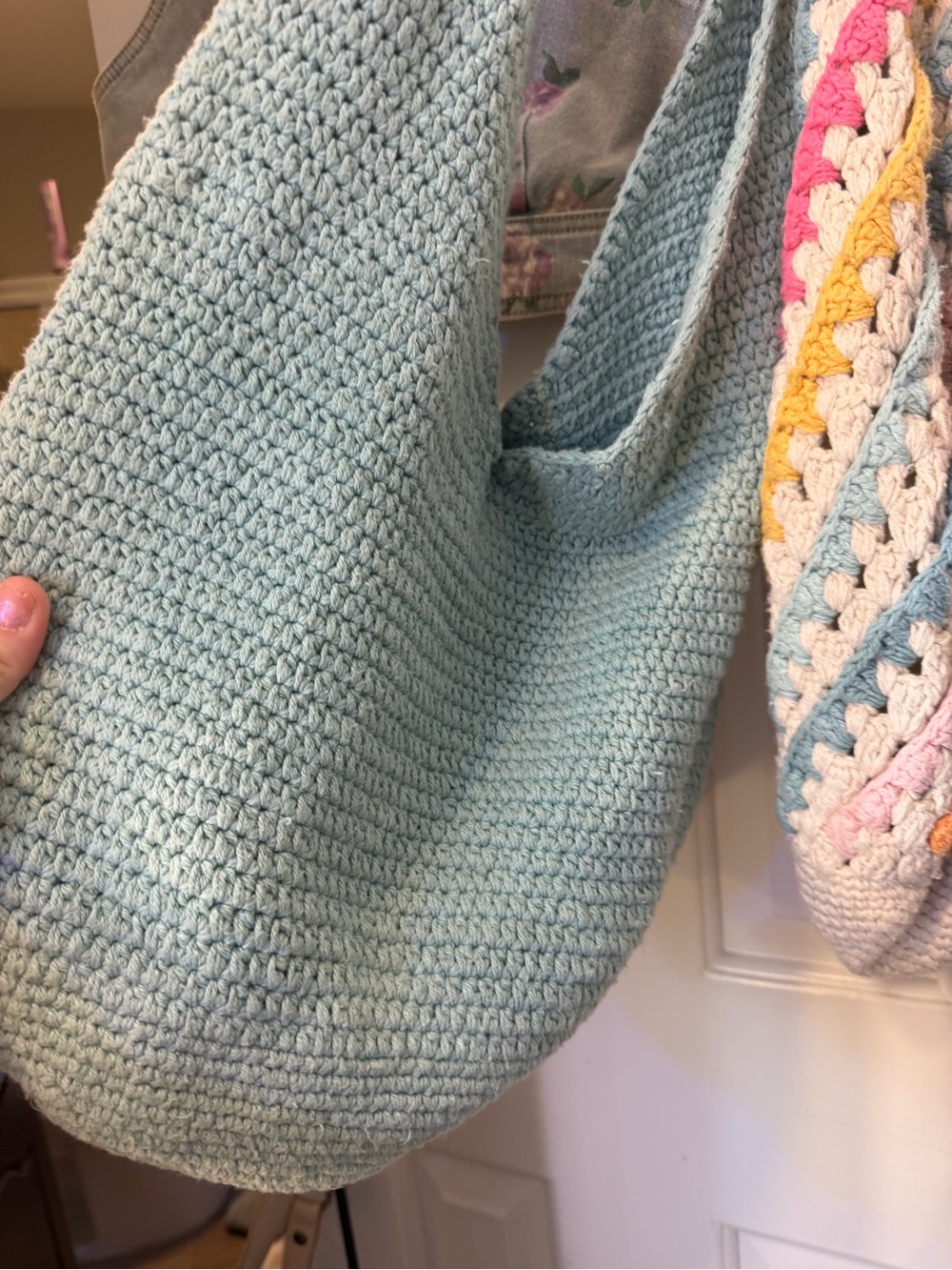 Handmade Light Blue Crochet Hobo Bag